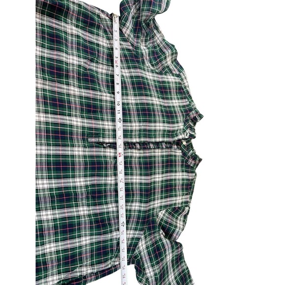 LOFT Plus Women’s 26 Plaid Ruffle Henley Flannel Top Red Green Navy Holiday NWT - Picture 7 of 13